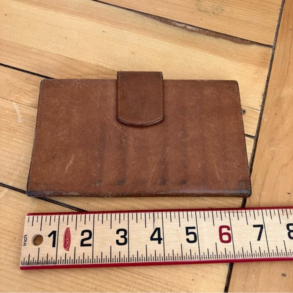 Birks Genuine Kid Leather Wallet Tan Tri-Fold Organizer Clutch Multi-Pocket